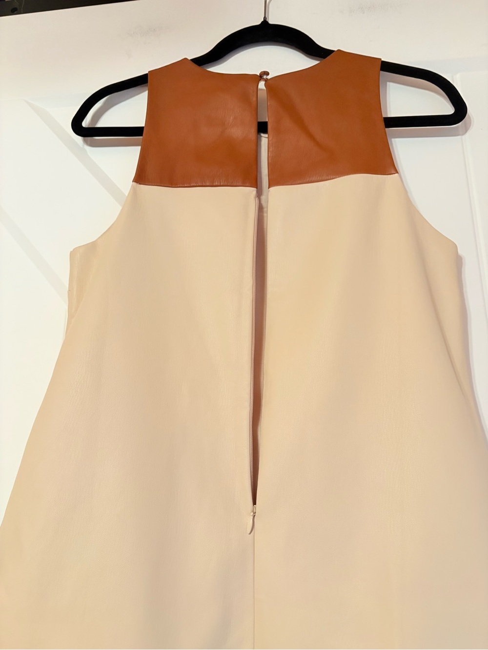Maeve Anthro Faux Leather Colorblock Shift Dress Mod 60s XS - Picture 4 of 7